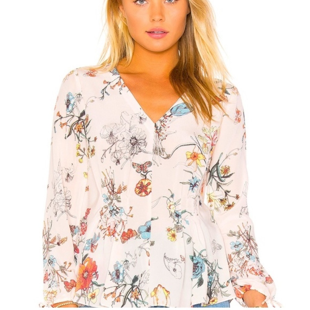 Rebecca Taylor Silk Blouse Meadow Floral Print s